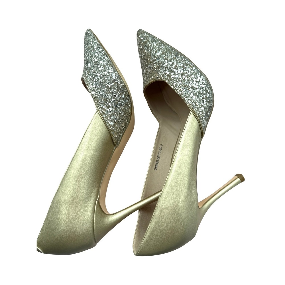Gold Glitter Pointed Toe Pumps Womens Size 9 Stiletto Evening Party Heels - Picture 11 of 13